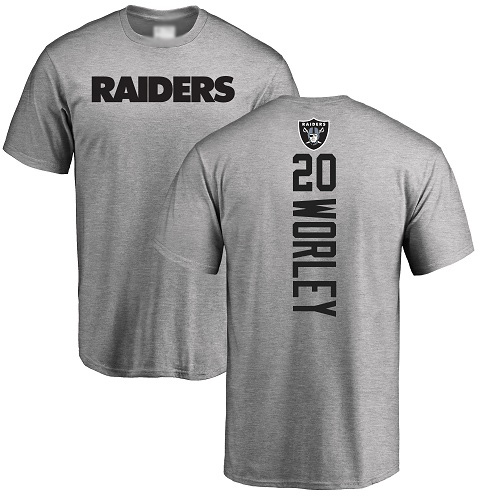Men Oakland Raiders Ash Daryl Worley Backer NFL Football #20 T Shirt->nfl t-shirts->Sports Accessory